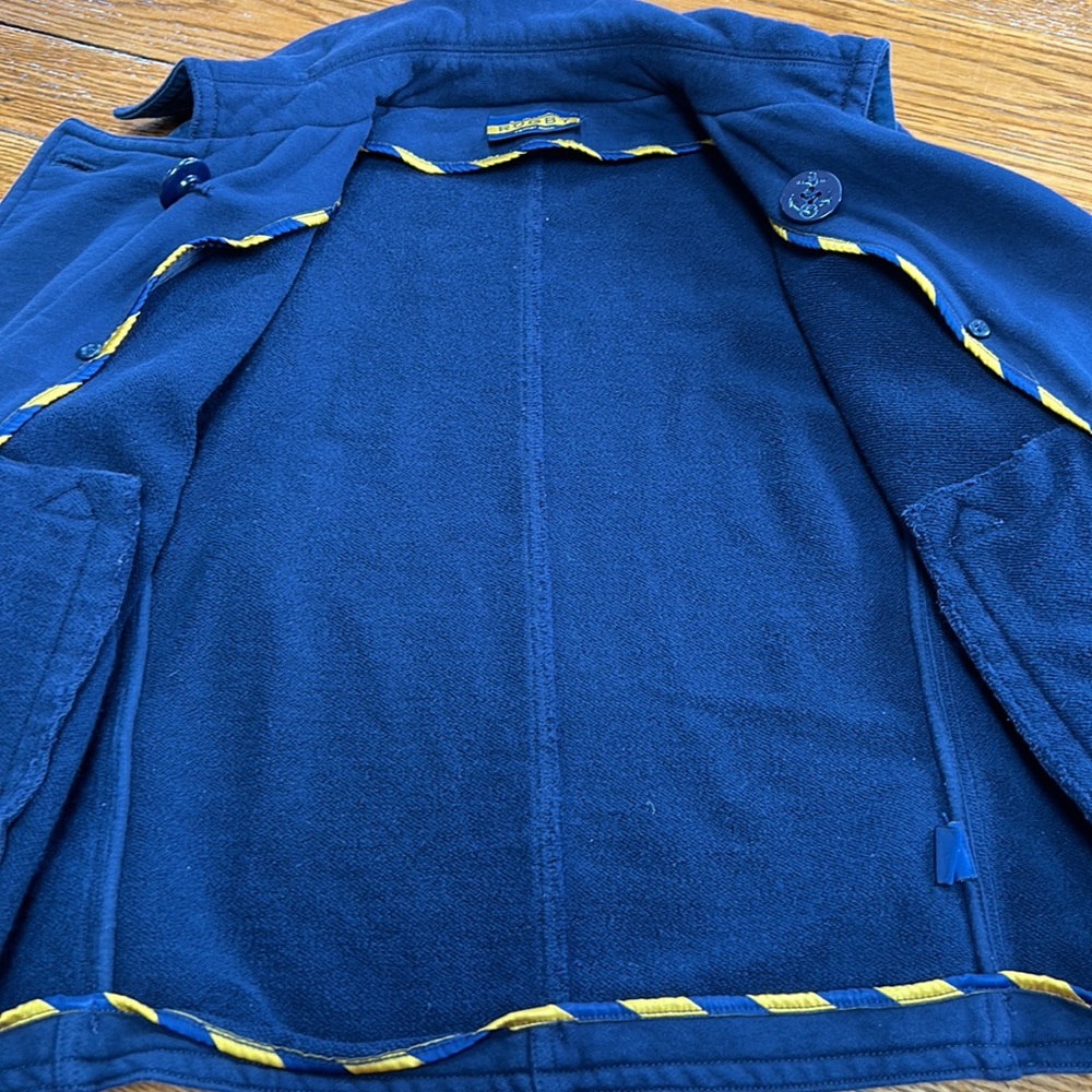 Ralph Lauren Rugby navy blue knit jacket. Blue buttons w/anchors. Size Large - Picture 8 of 12